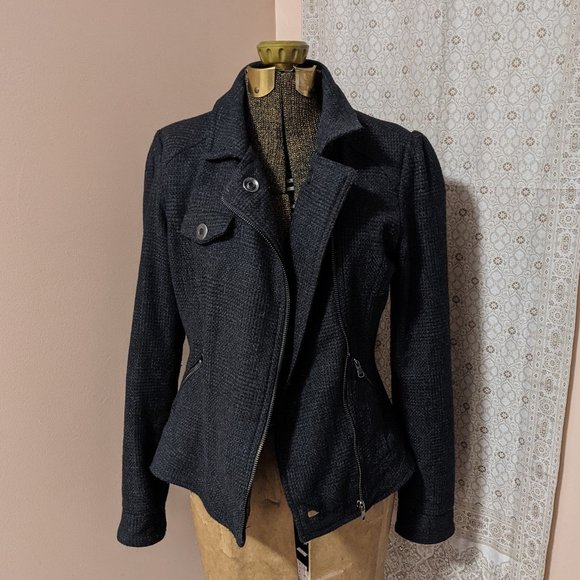 Ruff Hewn Moto Style Wool Blend Jacket - Picture 6 of 12